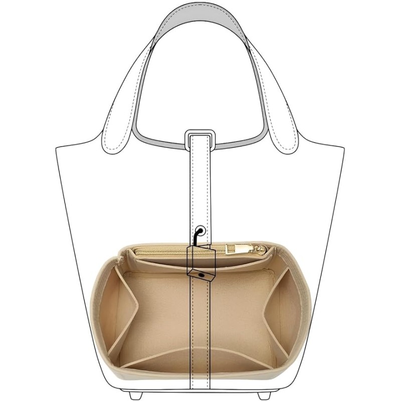 Skycare Organizer Insert - Felt Handbag Dividers with Zippers, 6 Pockets Tote Bag Organizer Fits H Picotin 18 and Picotin 22 (Picotin 18, Khaki) Skycare Organizer Insert - Felt Handbag Dividers with Zippers, 6 Pockets Tote Bag Organizer Fits H Picotin 18 and Picotin 22 (Picotin 18, Khaki)