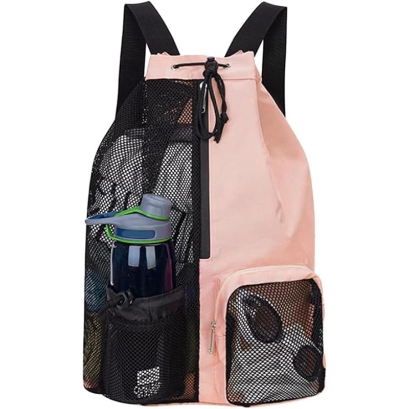Swim Bag Mesh Drawstring Backpack with Wet Pocket Beach Backpack for Swimming, Gym, and Workout Gear Swim Bag Mesh Drawstring Backpack with Wet Pocket Beach Backpack for Swimming, Gym, and Workout Gear