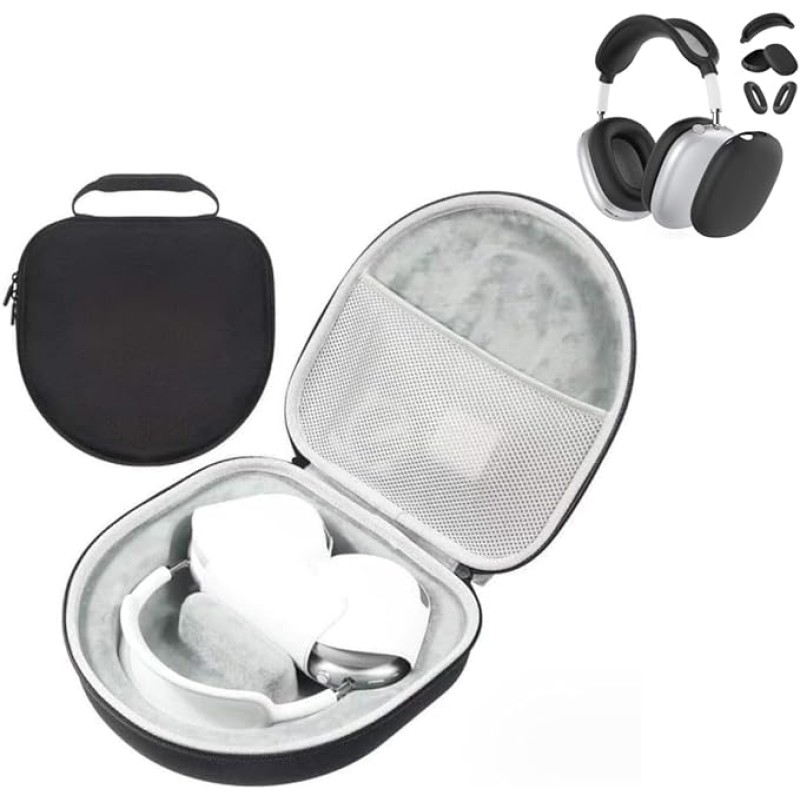 Skycare Hard Case for AirPods Max, Travel Carrying Headphone Case with AirPods Max Silicone Earpad Cover/Ear Cups Cover/Headband Cover, AirPods Max Protective Portable Storage Bag (Black) Skycare Hard Case for AirPods Max, Travel Carrying Headphone Case with AirPods Max Silicone Earpad Cover/Ear Cups Cover/Headband Cover, AirPods Max Protective Portable Storage Bag (Black)