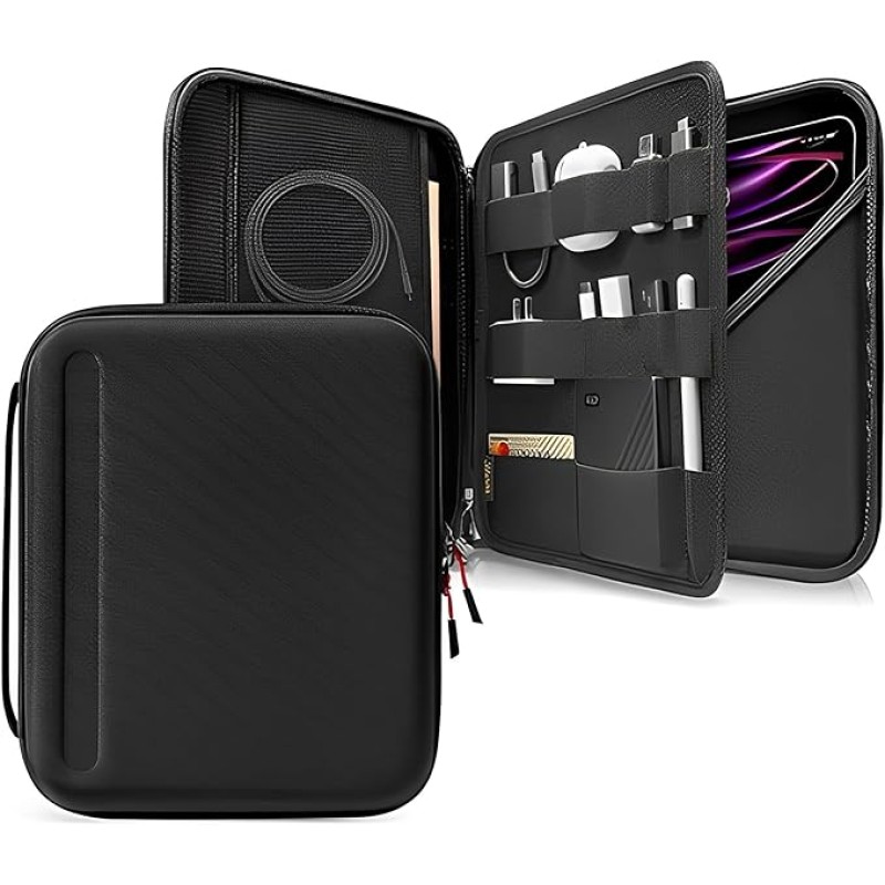 Portfolio Case for 11-13 Inch iPad Pro M4 & iPad Air M2 2024, iPad Pro M2&M1, 10.9-in iPad Air 5, 10.9-in iPad 10, Carrying Storage Sleeve Bag with Accessories Compartment (Black, 11inch) Portfolio Case for 11-13 Inch iPad Pro M4 & iPad Air M2 2024, iPad Pro M2&M1, 10.9-in iPad Air 5, 10.9-in iPad 10, Carrying Storage Sleeve Bag with Accessories Compartment (Black, 11inch)