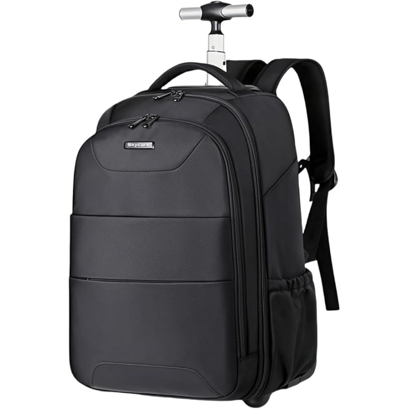 Skycare Carry On Rolling Laptop Backpack Underseat Multi-functional, 18 inch Lightweight Overnight Suitcase with Smooth Wheels for Travel Business (Black-1) Skycare Carry On Rolling Laptop Backpack Underseat Multi-functional, 18 inch Lightweight Overnight Suitcase with Smooth Wheels for Travel Business (Black-1)