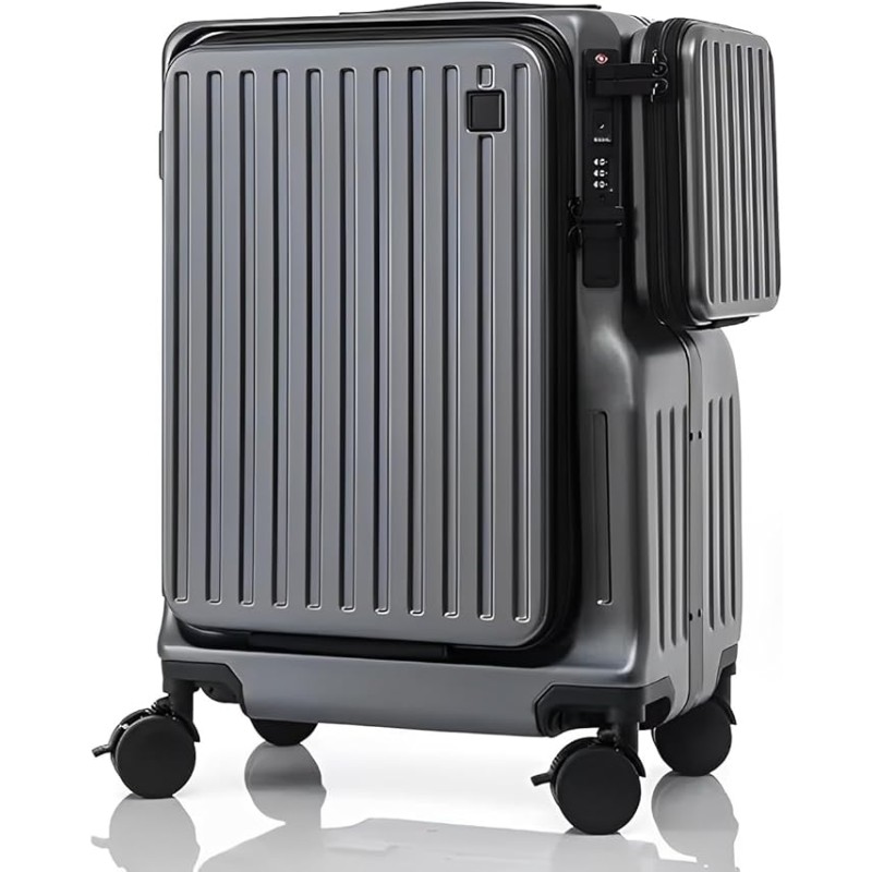 Skycare Carry On Luggage - Airline Lightweight Hardside Spinner Suitcase, USB Charging, Front Pocket, and Cup Holder (Gray) Skycare Carry On Luggage - Airline Lightweight Hardside Spinner Suitcase, USB Charging, Front Pocket, and Cup Holder (Gray)