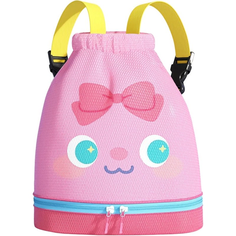 Kids Swimming Bag with Wet Dry Compartments, Lightweight Water-proof Fabric, Anti-Jamming Zipper Kids Swimming Bag with Wet Dry Compartments, Lightweight Water-proof Fabric, Anti-Jamming Zipper